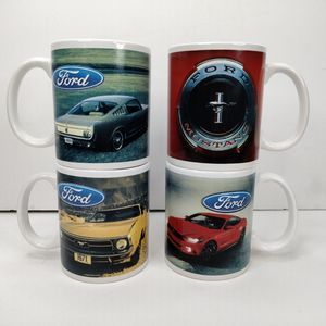 Ford Mustang coffee mugs 12oz Vintage Logo 65 71 Coyote MSRF Inc Set Of 4 3.75"